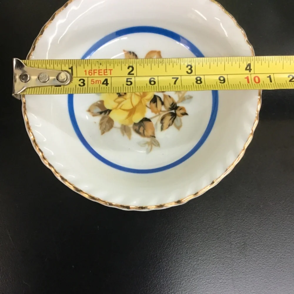 Vintage Japanese Collectible Retired Mini Floral Saucer With‎ Gold & Silver